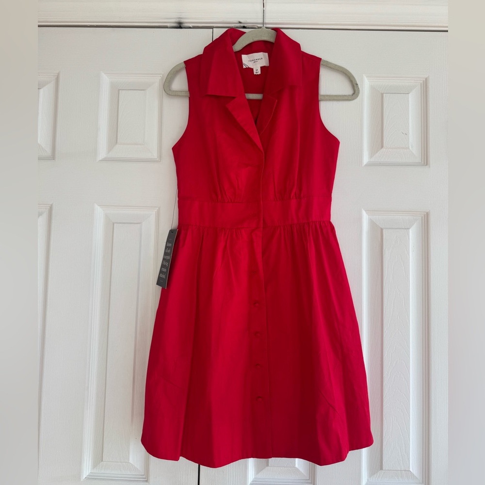 Sleeveless Collared Red Button-Front Dress Pomander Place NWT